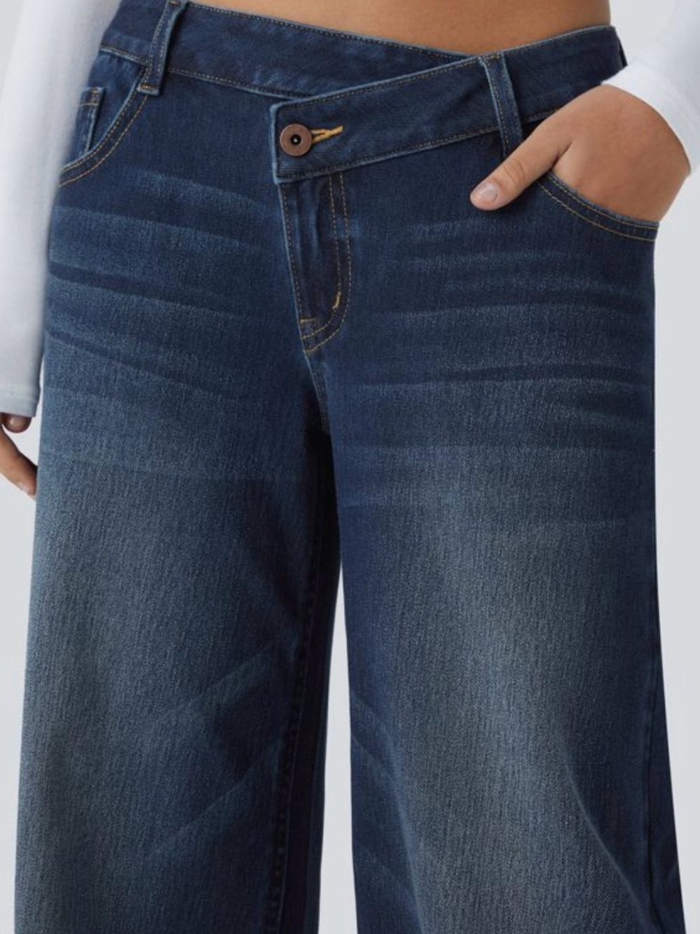 Halara Flex Asymmetric Low Rise Zipper Pockets Baggy Wide Leg